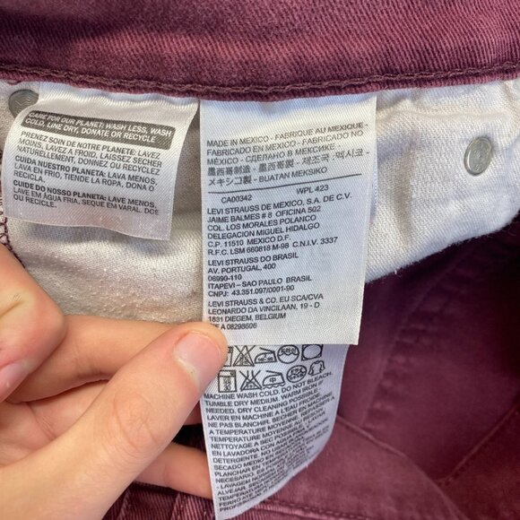Levis 513 Jeans Mens Size 34X32 Burgundy Slim Straight Dark Red,Stretch - Picture 11 of 12